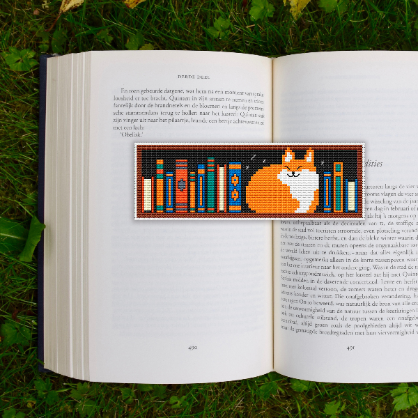 digital cross stitch bookmark pattern orange cat