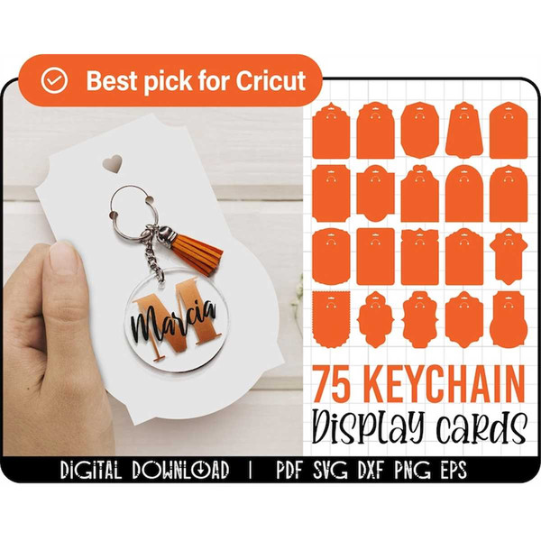 Keyring Display Card Template, Keyring Card Svg, Keychain Display