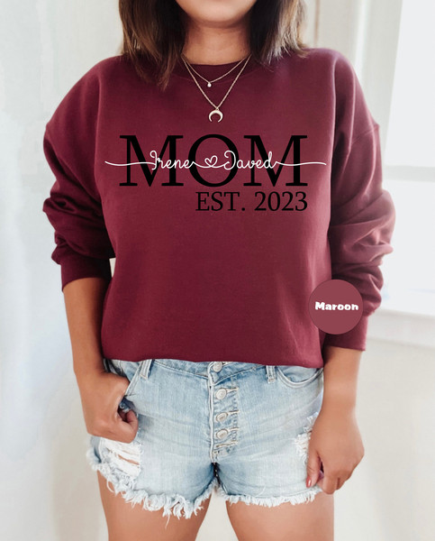 Custom Mom Est Shirt, Personalized Mom T-shirt, Mother's Day Sweatshirt, Mom Mama Mimi Gigi Hoodie, Mothers Day Gift, Valentines Day Outfit - 2.jpg