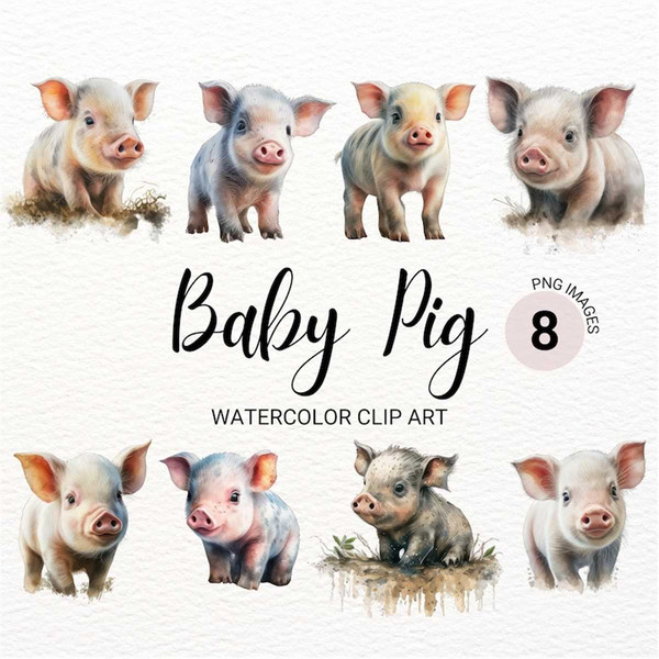 Baby Pig Clipart | Piglet PNG | Cute Pig | Baby Animals Prin - Inspire ...