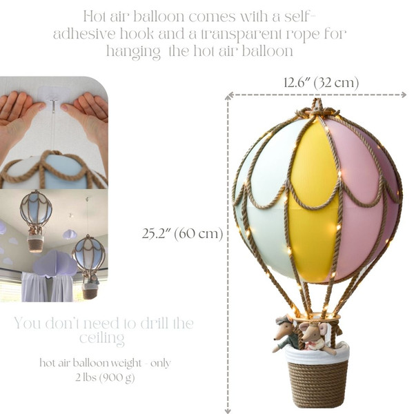 nursery lamp hot air balloon night light - Inspire Uplift