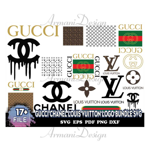 Gucci Dior Chanel Louis Vuitton Colorful SVG PNG EPS DXF PDF