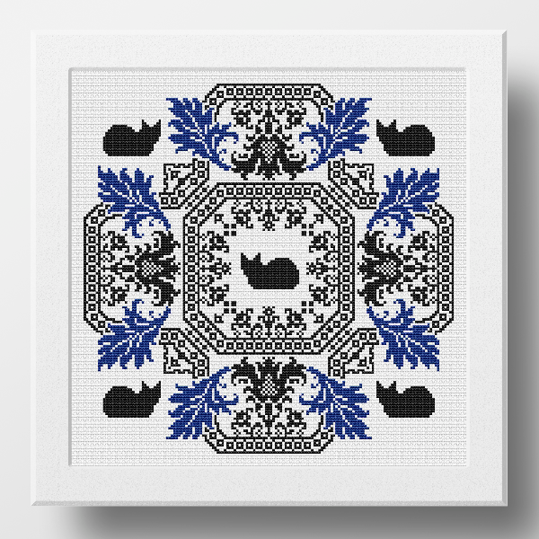 cat cross stitch pattern vintage sampler
