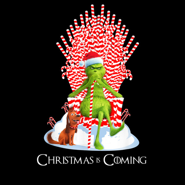 Grinch Is Coming Candy Cane Throne Funny Christmas Parody T-Shirt.jpg