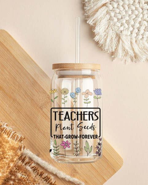 Teacher Glass Cup, Teacher Gift, 16oz Libby Glass