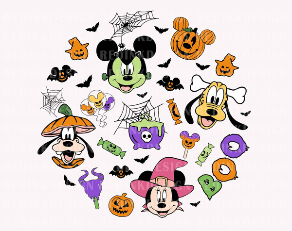 Halloween Doodle SVG, Halloween Svg, Mouse And Friend Svg, Ghost Svg, Boo Svg, Pumpkin Svg, Cut File Cricut, Halloween Silhouette - 1.jpg