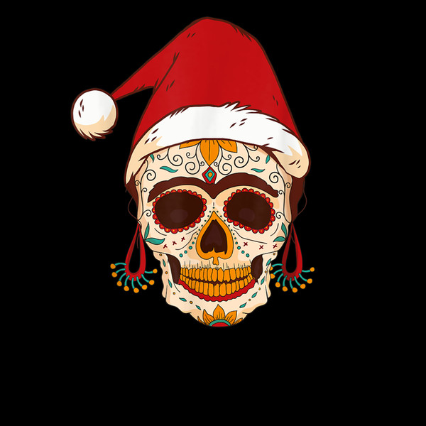 Day Of The Dead Sugar Skull Mexico Christmas Xmas Santa Hat 2.jpg