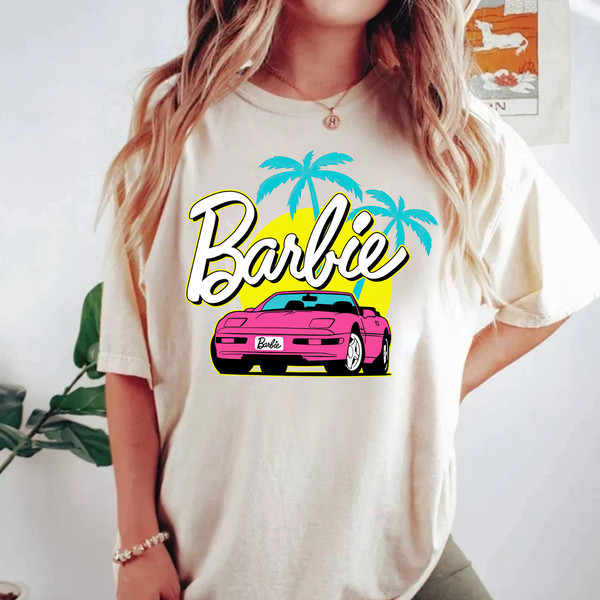 Barbie Comfort Colors shirt, Barbie Movie 2023 Shirt, Party Girls Shirt, Doll Baby Girl, Birthday Shirt, Barbie Car Corvette Palm Shirt - 2.jpg