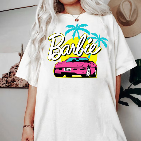 Barbie Comfort Colors shirt, Barbie Movie 2023 Shirt, Party Girls Shirt, Doll Baby Girl, Birthday Shirt, Barbie Car Corvette Palm Shirt - 4.jpg