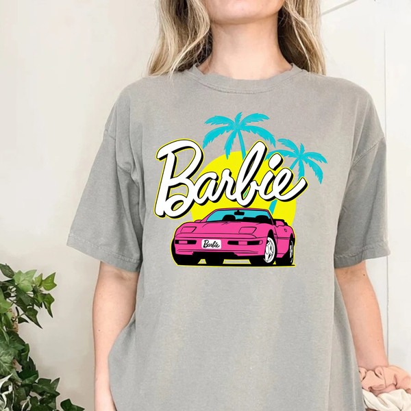 Barbie Comfort Colors shirt, Barbie Movie 2023 Shirt, Party Girls Shirt, Doll Baby Girl, Birthday Shirt, Barbie Car Corvette Palm Shirt - 5.jpg
