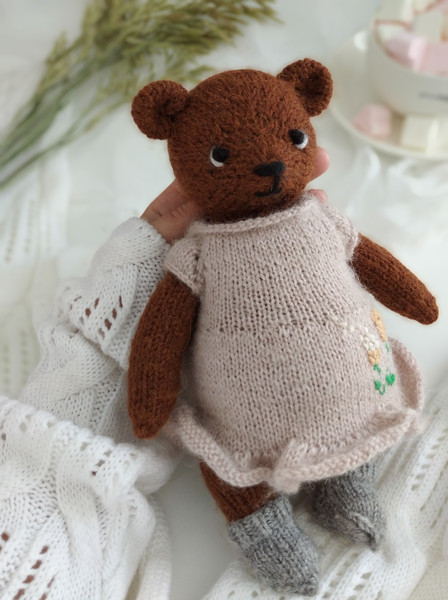 Christmas teddy bear knitting patterns, stuffed knitted doll. Animal toy pattern. Knitting bear pattern PDF.jpg