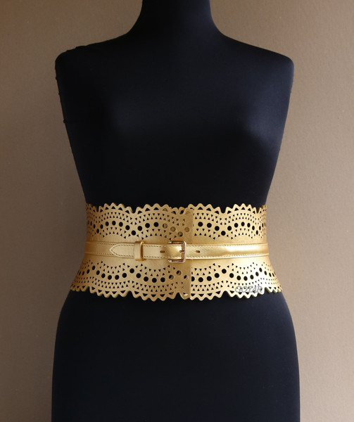 Leather corset belt woman gold_2752.JPG