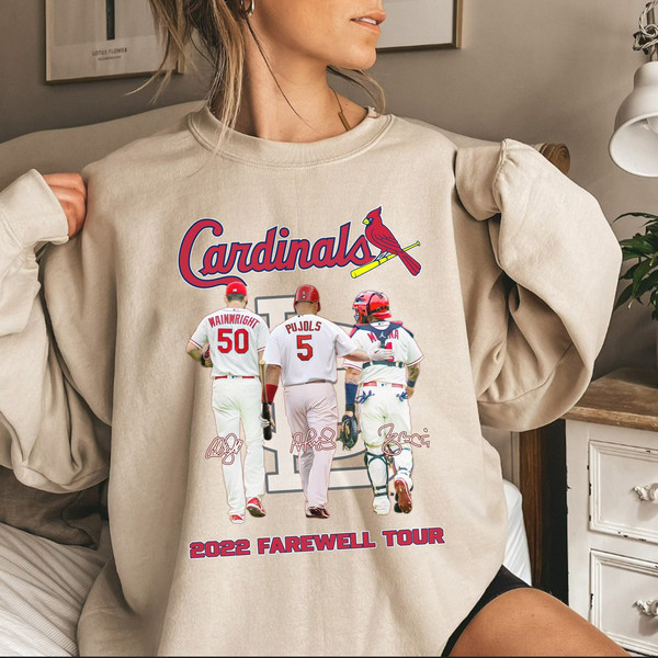 St Louis Cardinals Adam Wainwright Albert Pujols and Yadier Molin Orange 2XL Tshirt | Lyra Boutique