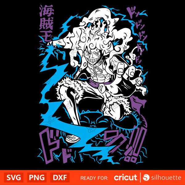 Tshirt design based on luffy gear 5 from one piece anime