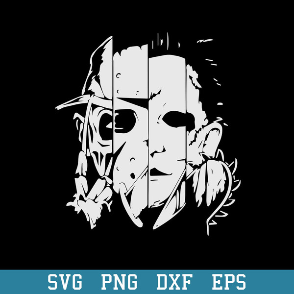 Freddy Jason Michael Myers and Leather face Svg, Horror Friends Svg, Halloween Svg, Png Dxf Eps Digital File.jpeg