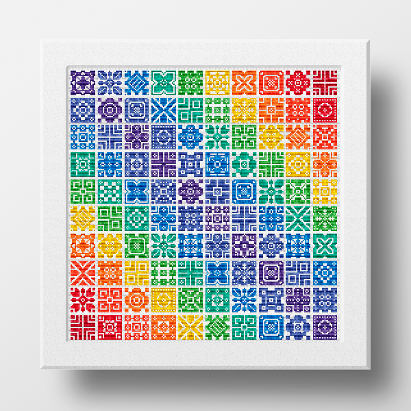 counted cross stitch pattern geometric sampler