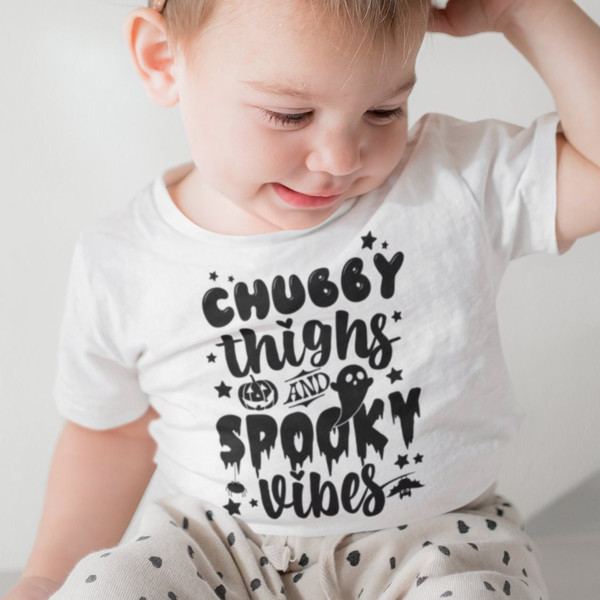 Chubby thighs and spooky vibes svg  Kids Halloween shirt svg  Halloween baby svg  Baby halloween svg, png dxf files for cricut - 3.jpg