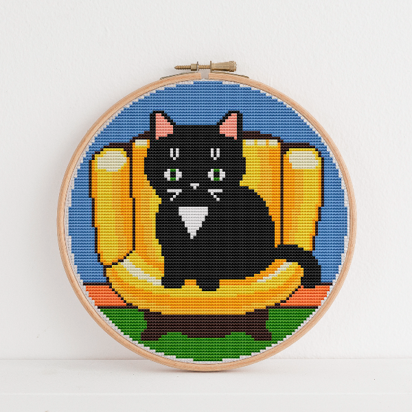 cat cross stitch pattern black kitten