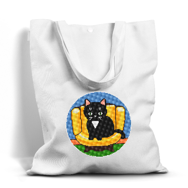 easy cat cross stitch pattern for bag