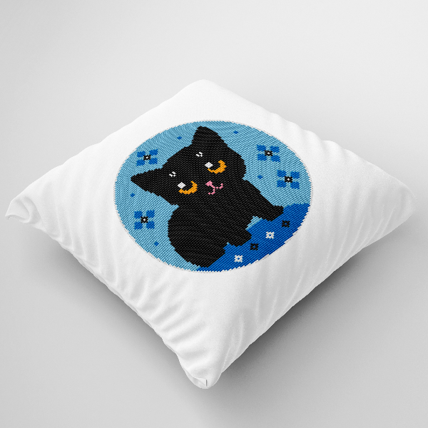 cute cat cross stitch pattern pillow