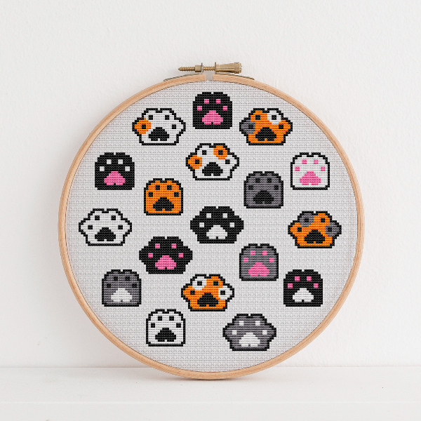 cat paws cross stitch pattern