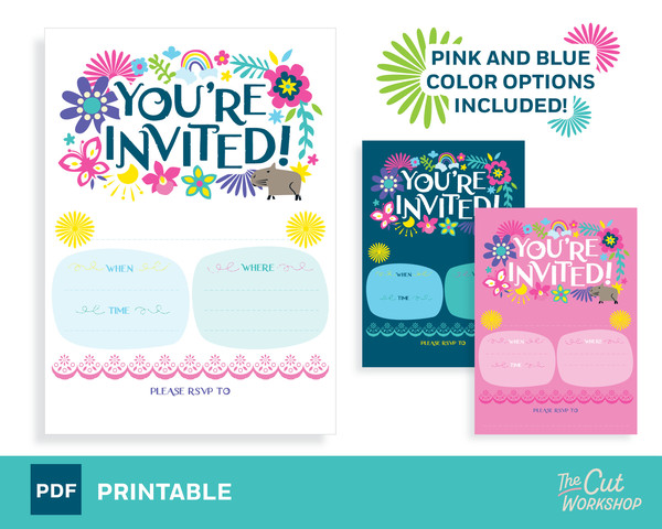 Encanto Birthday Party Invitation 5 x 7 Printable - Blue  Pink  White Themes Included - PDF Instant Digital Download - 1.jpg