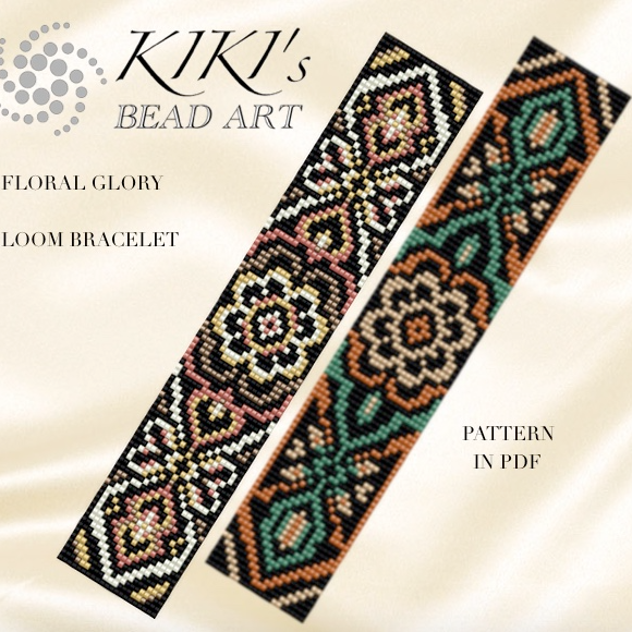Bead Loom pattern Floral glory LOOM bracelet bead pattern lo - Inspire  Uplift