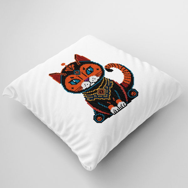 modern cat cross stitch pattern pillow cover
