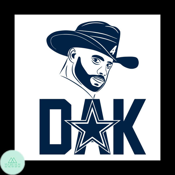 Dak Wearing Cowboy Hat Dallas Cowboys Star SVG, Sport Svg, D - Inspire  Uplift