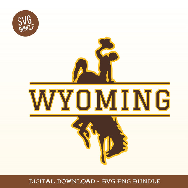 University of Wyoming SVG PNG Wyoming cowboy svg, Varsity Font, College shirt cowboy cowgirl cricut silhouette design, Cowboy riding Horse, - 1.jpg