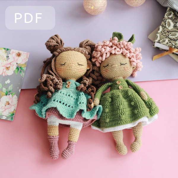 Amigurumi PDF 2 in 1 crochet dolls pattern Sophie and Mila - Inspire Uplift