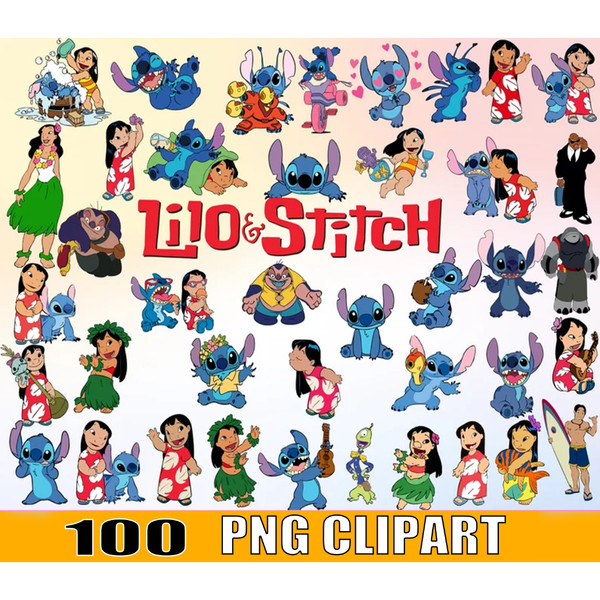 100 Lilo Stitch Clipart Bundle, Hawaii For Stickers, Lilo an