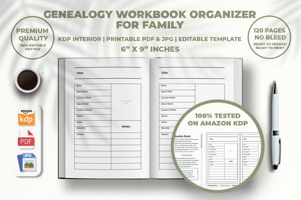Genealogy Organizer Book For Beginners KDP Interior - Inspire Uplift