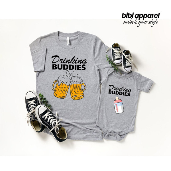 Drinking Buddies Shirt, Father and Son Matching Shirt, Matching Daddy and Me Outfit, Father's Day Shirt - 1.jpg