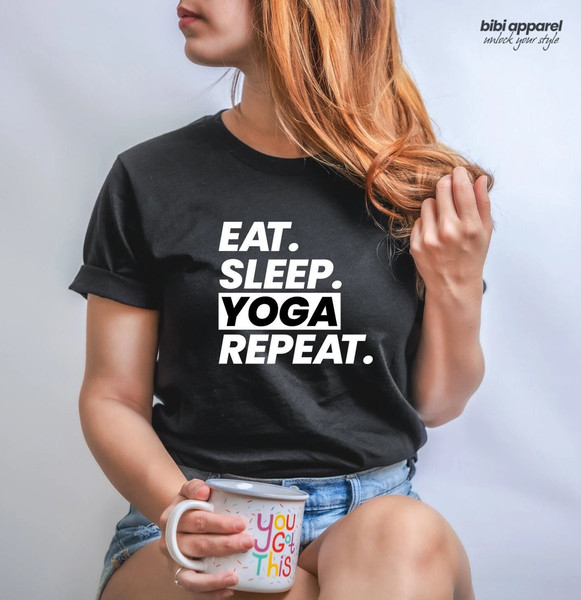Eat Sleep Yoga Repeat Shirt, Yoga Shirt, Workout Shirts For Women, Funny Summer Shirt, Summer Vacation Shirt, Yoga Shirt - 1.jpg
