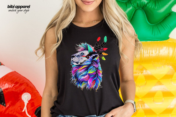 Floral Lion Tank top, Cute Shirts for Women, Lion Shirt, Lion Flower Shirt, Leo Shirt, Gift for Her, Animal Lover, Graphic Tees, - 1.jpg