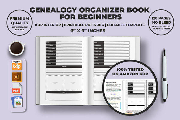 Premium Vector  Genealogy organizer sheets kdp interior