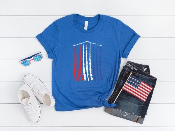 Red White Blue Air Force Flyover T-shirt, airplane, red white and blue, armed forces,  military, fourth of july shirt, patriotic shirt, - 4.jpg