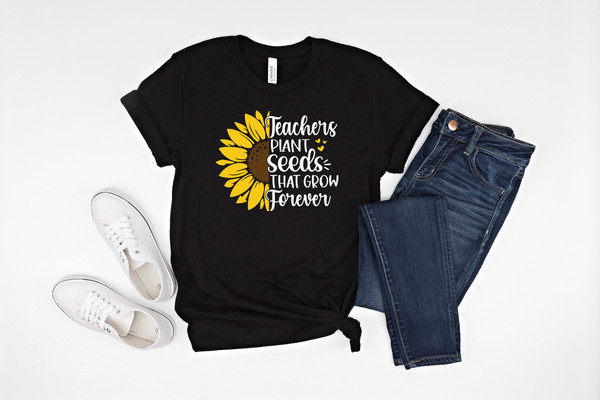 Teacher shirt, teacher plant shirt, teach the change, teacher sunflower, sunflower shirt, teacher life, gift for teacher, teacher life shirt - 2.jpg