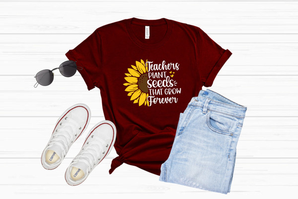 Teacher shirt, teacher plant shirt, teach the change, teacher sunflower, sunflower shirt, teacher life, gift for teacher, teacher life shirt - 5.jpg