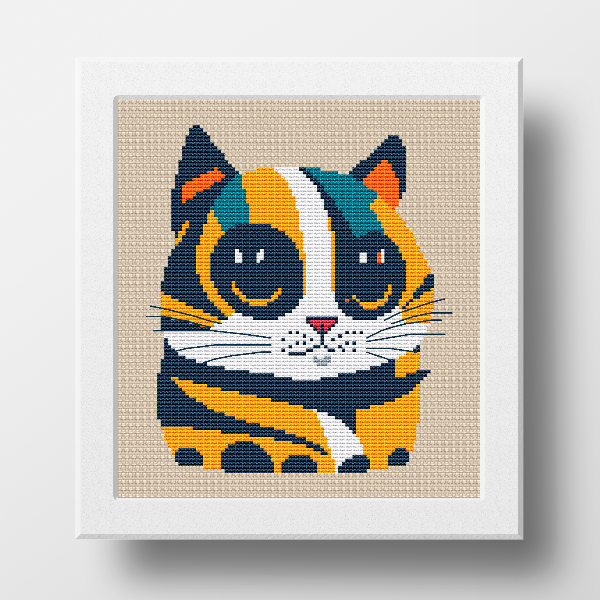cat cross stitch pattern modern geometric
