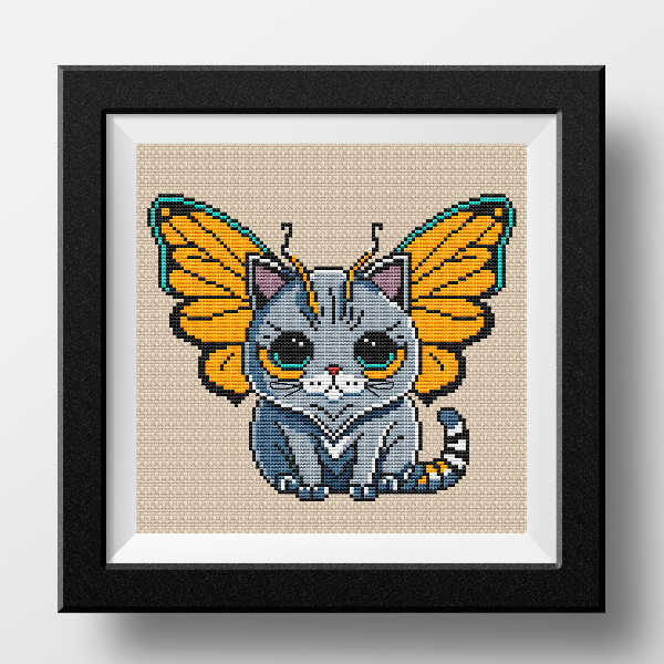 cat butterfly cross stitch pattern