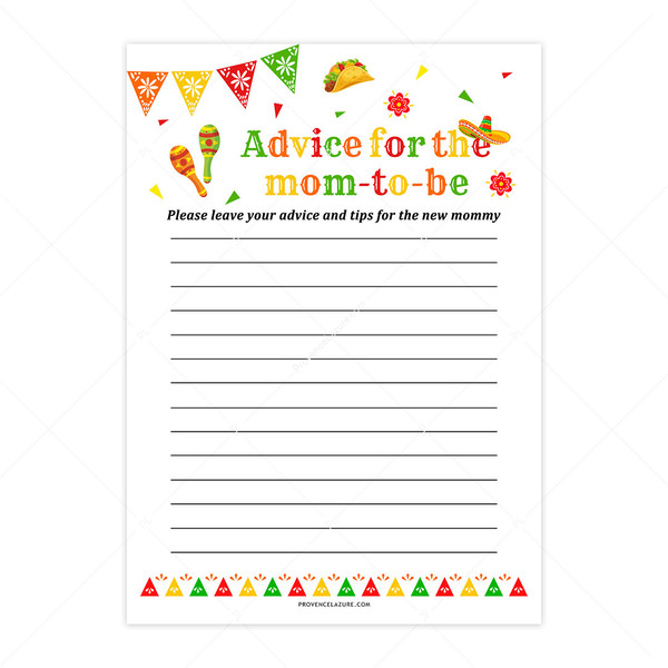 Advice for Mommy Mexican Baby Shower Game