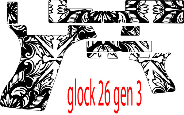 Glock 26 Gen 3 Hand Gun Design seamless abstract floral pattern svg laser Engraving, cnc cutting vector file.jpg