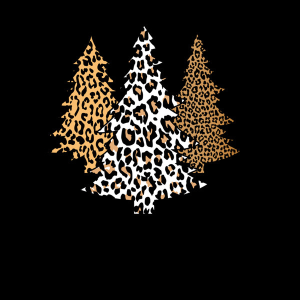 Leopard Christmas Trees Cheetah Animal Print Holiday Long Sleeve T-Shirt.jpg