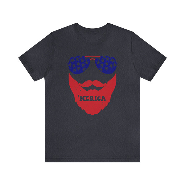 All American Slim Beard Man Graphic Tee 4th of July Dad Family Tshirt Beard Guy 'Merica Independence Day Shirt Daddy & Me USA Flag Red Blue - 4.jpg