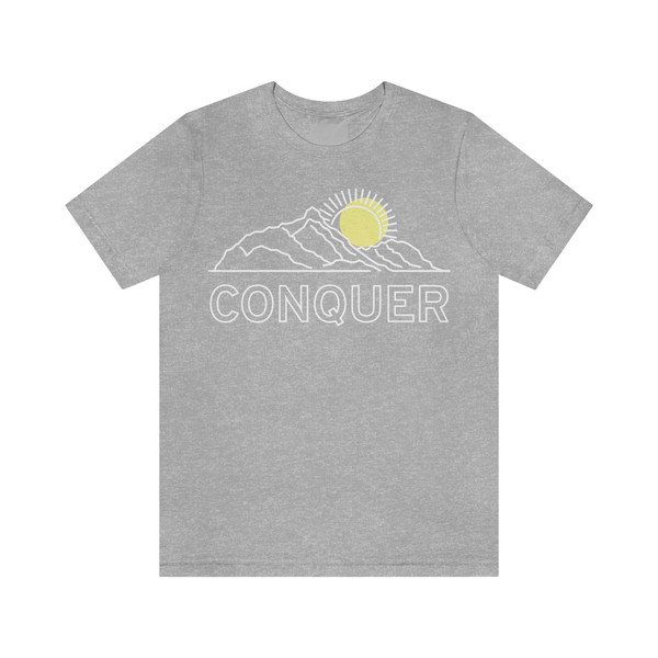 Conquer Woman's Minimalistic T-Shirt Mountains Nature Tee Adventure Inspirational Minimal Shirt for Women with Saying Inspiration Live Free - 7.jpg