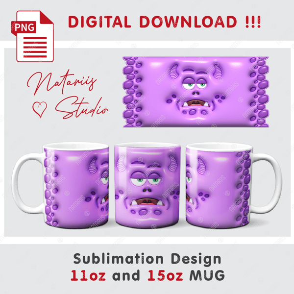 3D Inflated Mug Design Bundle, 3D Daisy Puff Sublimation 11oz 15oz Mug  Digital Bubble, 3D Flowers Puff, 11oz 15oz Inflated Mug Bundle