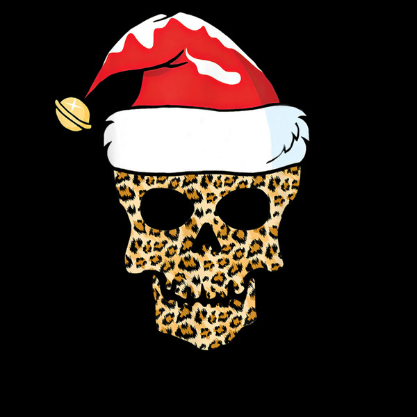 Skull Wear Santa Hat Leopard Print Christmas Family Pajamas T-Shirt.jpg