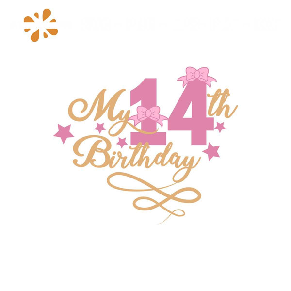 Happy 14th Birthday Personalized Cake Topper Svg Fourteenth